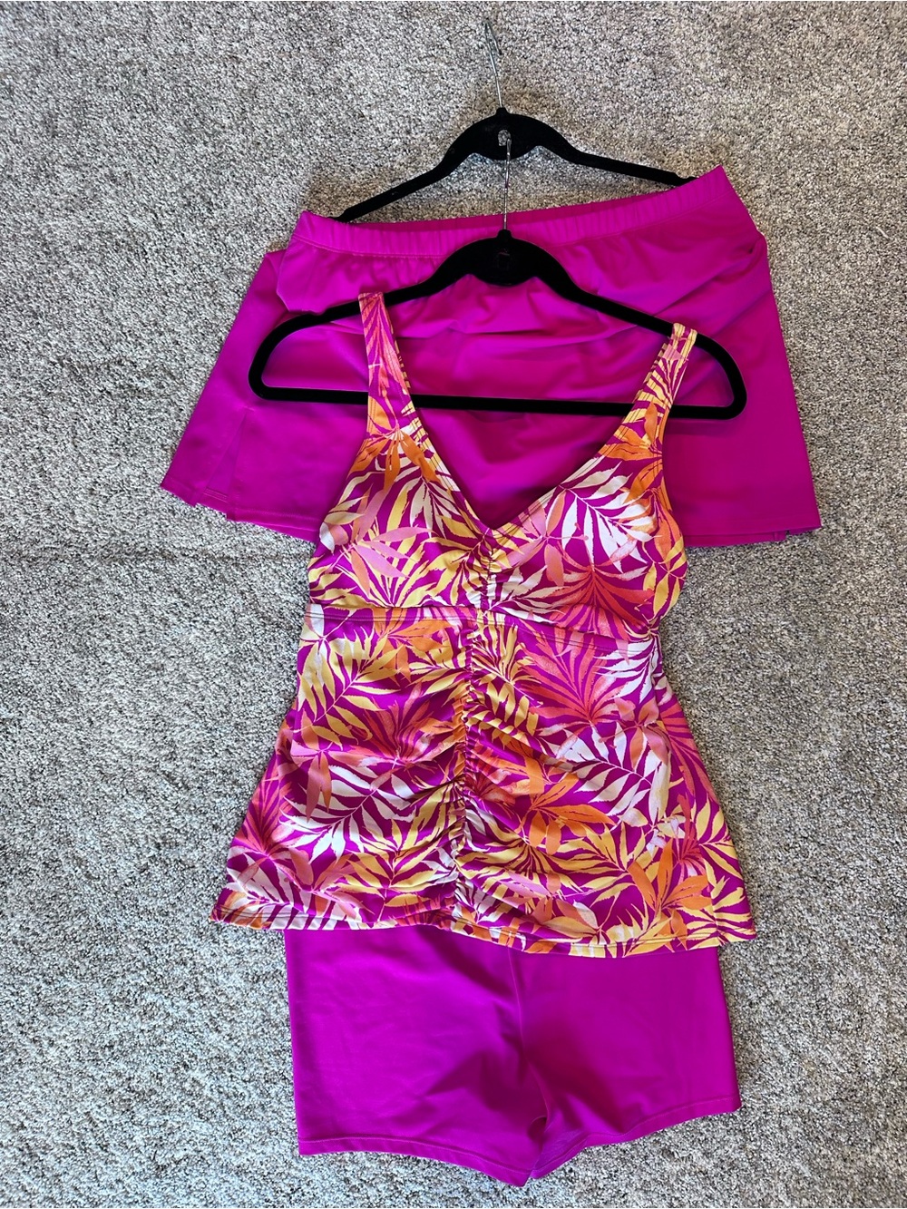 Belle by Kim Gravel Pink & Yellow Tropical Tankini bundle separates